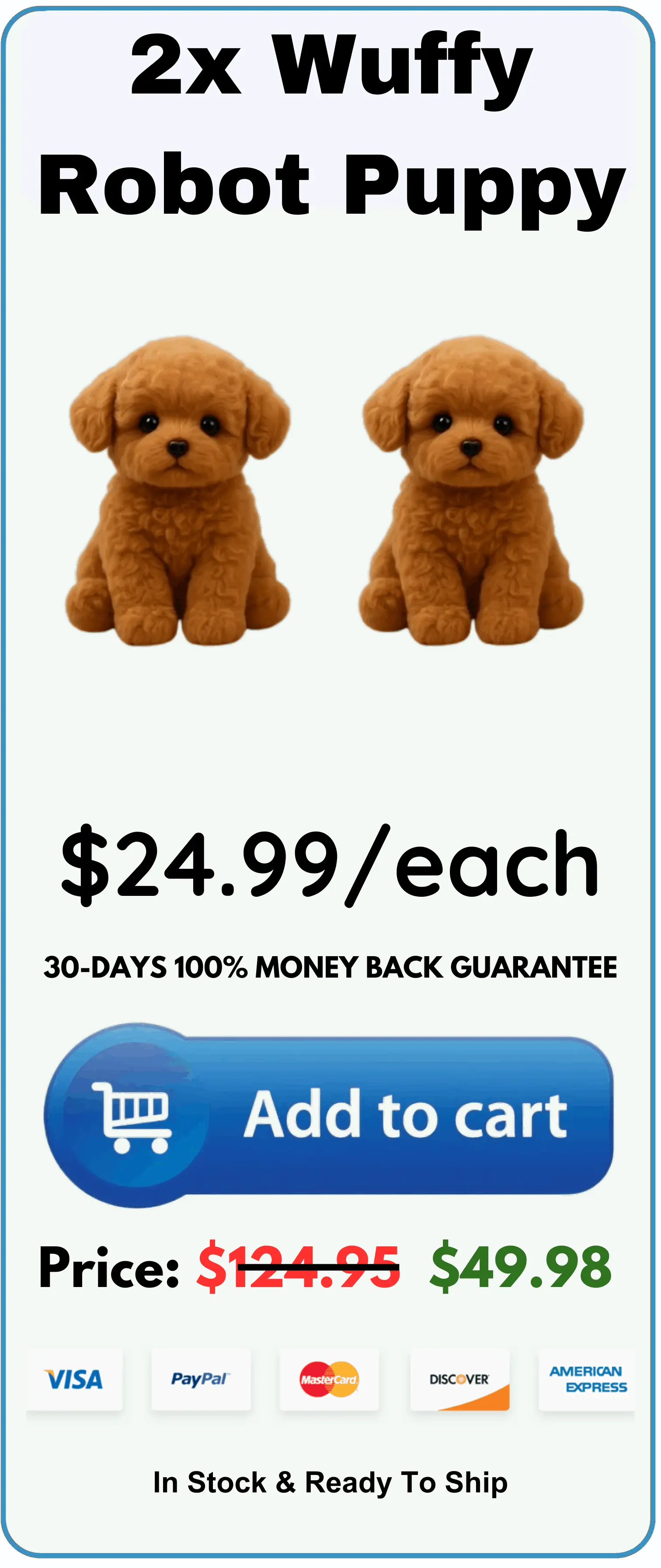 Wuffy Robot Puppy package price 